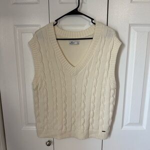 Hollister Cream Cable Knit Sweater Vest